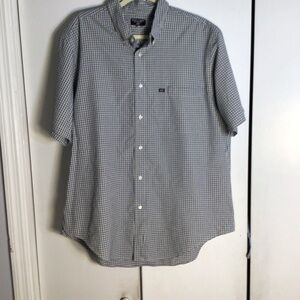 Ralph Lauren Navy:white Checkered Button Down Shirt Sz XXL . Short sleeve.